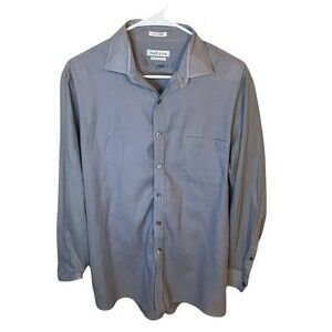 Van Heusen Fitted Men’s L Light Gray Long Sleeve Button Down Dress Shirt Used